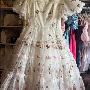 Promise dress JessaKae White and Pink Floral Formal Dress